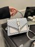 Small Flap Square Bag Colorblock Geometric Pattern Buckle Decor