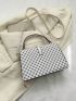 Small Flap Square Bag Colorblock Geometric Pattern Buckle Decor