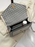 Small Flap Square Bag Colorblock Geometric Pattern Buckle Decor