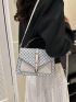 Small Flap Square Bag Colorblock Geometric Pattern Buckle Decor