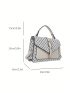 Small Flap Square Bag Colorblock Geometric Pattern Buckle Decor