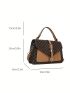 Small Flap Square Bag Colorblock Geometric Pattern Buckle Decor