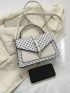 Small Flap Square Bag Colorblock Geometric Pattern Buckle Decor