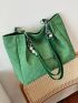 Small Shoulder Tote Bag Ruched Detail Chain & Pearl Decor