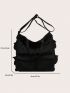 Large Shopper Bag Multi-Pocket Minimalist Black