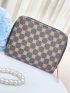 Geometric Pattern Card Holder With Zipper Two Tone