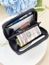 Geometric Pattern Card Holder With Zipper Two Tone