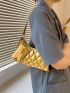 Funky Baguette Bag Quilted Metallic Pattern With Coin Purse
