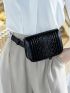 Mini Crocodile Embossed Square Bag Black Flap Belt Bag For Daily