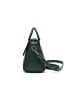 Crocodile Embossed Square Bag Small Green Double Handle