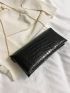 Crocodile Embossed Envelope Bag Flap Black Medium