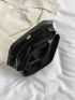 Crocodile Embossed Envelope Bag Flap Black Medium
