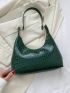 Crocodile Embossed Shoulder Bag, Trendy Solid Color Handbag, Women's Pu Underarm Bag