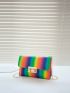 Rainbow Striped Pattern Square Bag Flap Small
