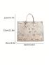 Letter Graphic Top Handle Bag Large Capacity