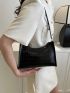 Crocodile Embossed Baguette Bag Zipper Metallic Funky