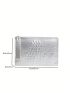Crocodile Embossed Square Bag Studded Decor Zipper Medium Funky