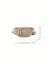 Geometric Pattern Fanny Pack Chain Decor Zipper