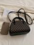 Mini Satchel Bag Geometric Pattern Double Handle