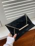 Stitch Detail Envelope Bag Flap Contrast Binding Black