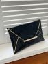 Stitch Detail Envelope Bag Flap Contrast Binding Black
