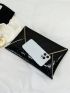 Stitch Detail Envelope Bag Flap Contrast Binding Black