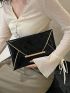 Stitch Detail Envelope Bag Flap Contrast Binding Black