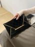 Stitch Detail Envelope Bag Flap Contrast Binding Black