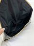 Stitch Detail Envelope Bag Flap Contrast Binding Black