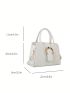 Crocodile Embossed Square Bag Black Buckle Decor Double Handle
