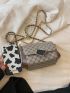 Mini Geometric Pattern Square Bag Flap Chain Strap
