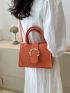 Crocodile Embossed Square Bag Buckle Decor Small