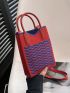 Mini Chevron Pattern Crochet Bag Double Handle
