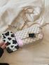 Mini Geometric Pattern Square Bag Flap Chain Strap