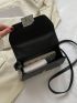 Mini Square Bag Metal Decor Black Flap Top Handle
