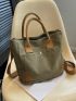 Medium Square Bag Green Pocket Front For Daily