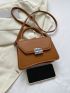 Mini Square Bag Metal Decor Brown Flap Top Handle