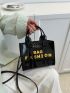 Mini Square Bag Double Handle Letter Print Fashion Style