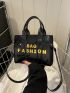 Mini Square Bag Double Handle Letter Print Fashion Style
