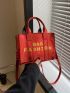 Mini Square Bag Letter Print Hot Pink Fashionable