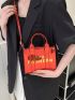 Mini Square Bag Letter Print Hot Pink Fashionable