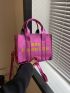 Mini Square Bag Letter Print Hot Pink Fashionable
