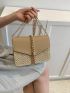 Colorblock Straw Bag Tassel Decor Flap Chain Strap For Vacation