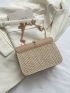 Colorblock Straw Bag Tassel Decor Flap Chain Strap For Vacation