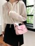 Mini Saddle Bag Heart Pattern Twilly Scarf Decor Flap For Daily