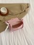 Mini Saddle Bag Heart Pattern Twilly Scarf Decor Flap For Daily