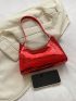 Crocodile Embossed Baguette Bag Gold Funky Shoulder Bag