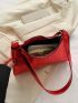 Crocodile Embossed Baguette Bag Gold Funky Shoulder Bag