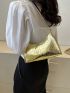 Crocodile Embossed Baguette Bag Gold Funky Shoulder Bag