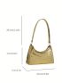 Crocodile Embossed Baguette Bag Gold Funky Shoulder Bag